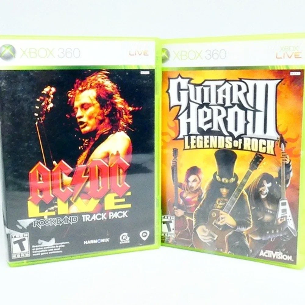 Guitar Hero Rockband Game Lot Of 5 (Microsoft XBox 360) AC/DC Beatles World Tour
